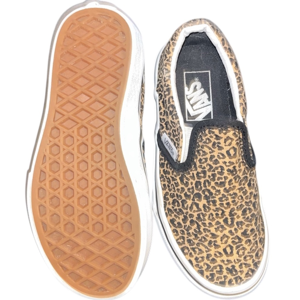 Vans Tan and Black Leopard Slip-Ons size 11.5 Kids